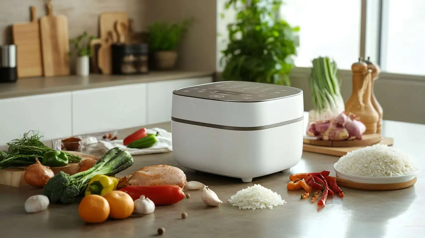 Versatile Rice Cooker with Ingredients for Easy Meals