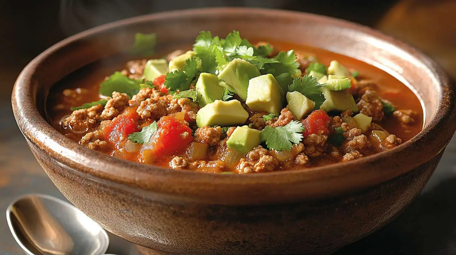 Low carb ground turkey chili
