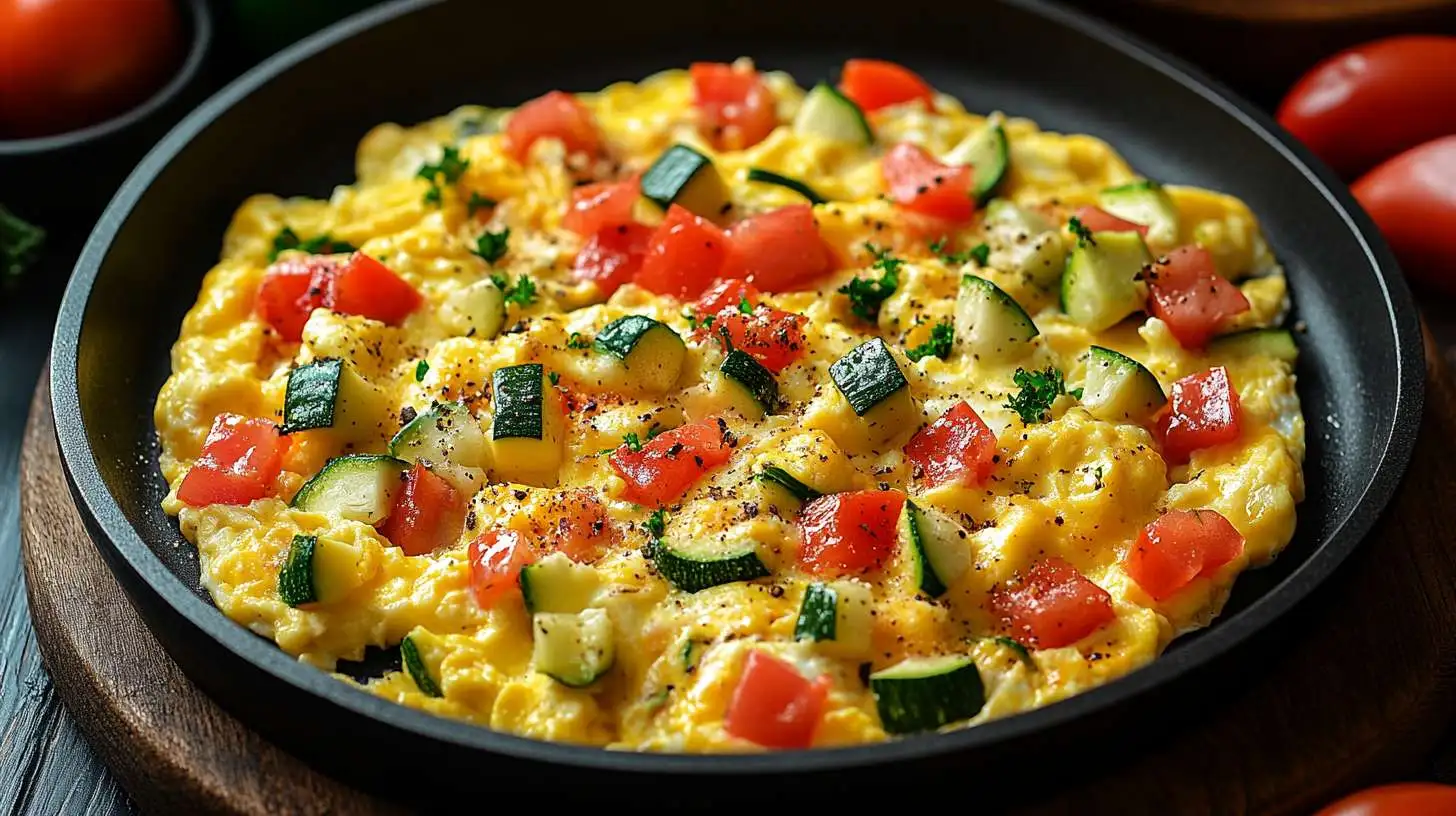 Scrambled Eggs with Tomatoes and Zucchini - A Healthy Breakfast Dish